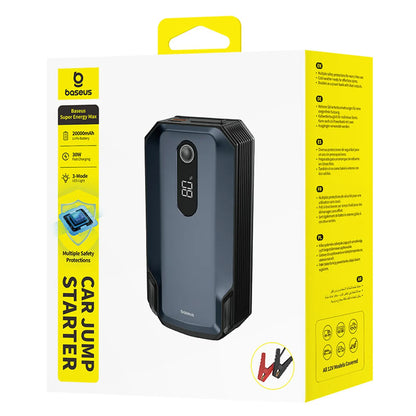BASEUS automobilinis paleidiklis, 20000 mAh 12V 8000A, gnybtai, žibintuvėlis