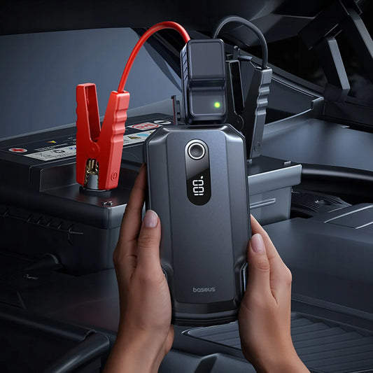 BASEUS automobilinis paleidiklis, 20000 mAh 12V 8000A, gnybtai, žibintuvėlis