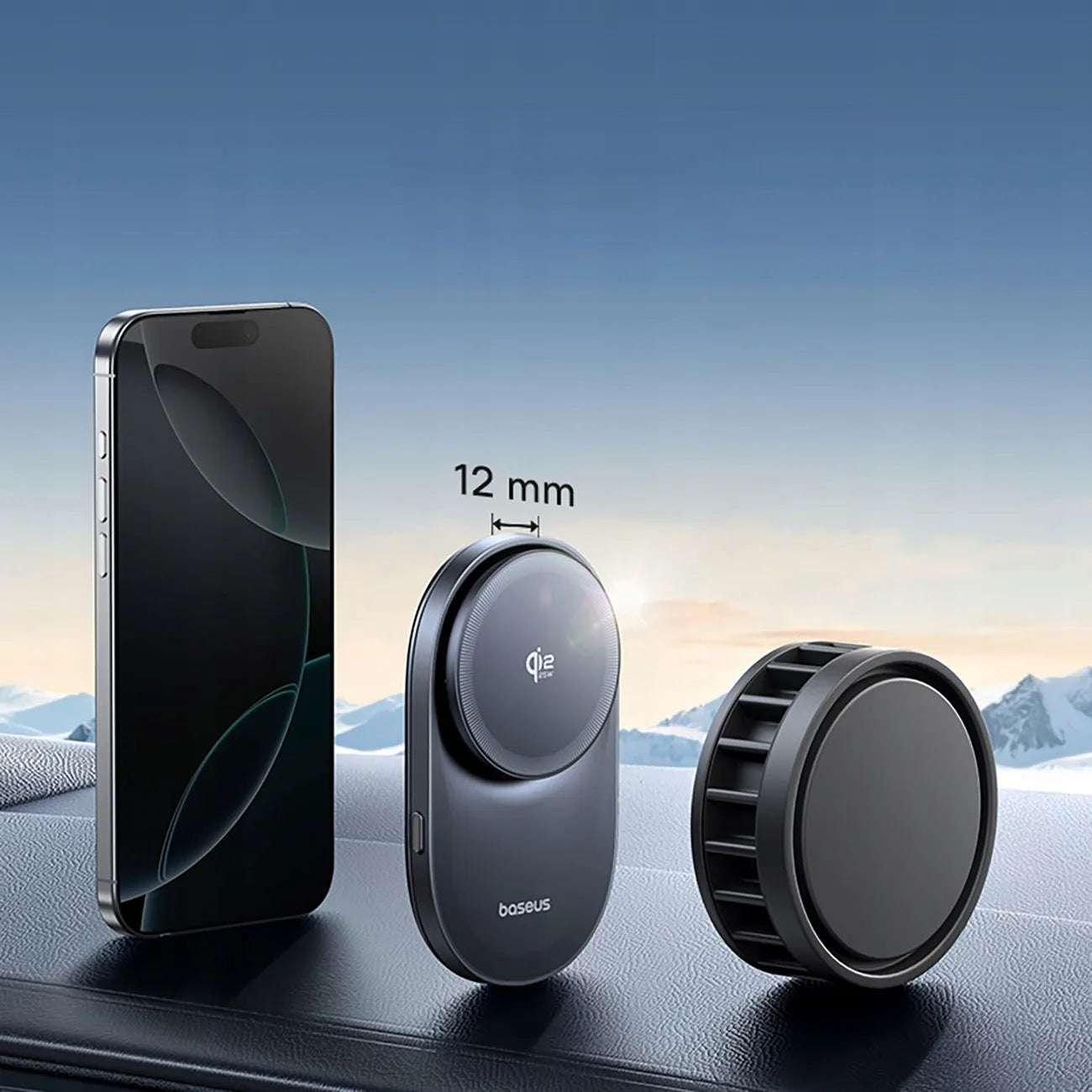 BASEUS automobilinis telefono laikiklis su Qi2.2 25W belaidžiu įkrovikliu