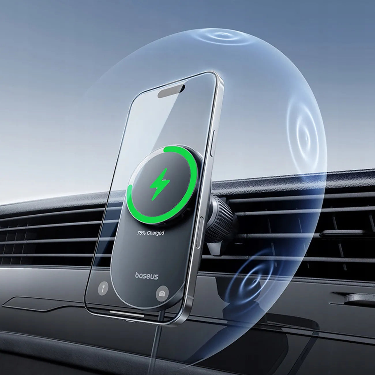 BASEUS automobilinis telefono laikiklis su Qi2.2 25W belaidžiu įkrovikliu
