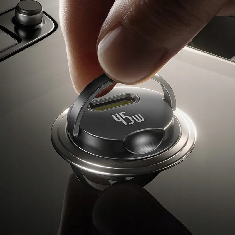 BASEUS automobilinis USB-C įkroviklis 45W PD QC greitasis įkrovimas telefonui