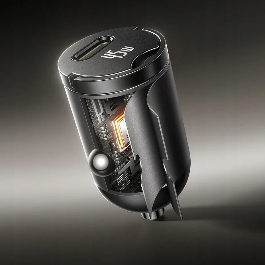 BASEUS automobilinis USB-C įkroviklis 45W PD QC greitasis įkrovimas telefonui
