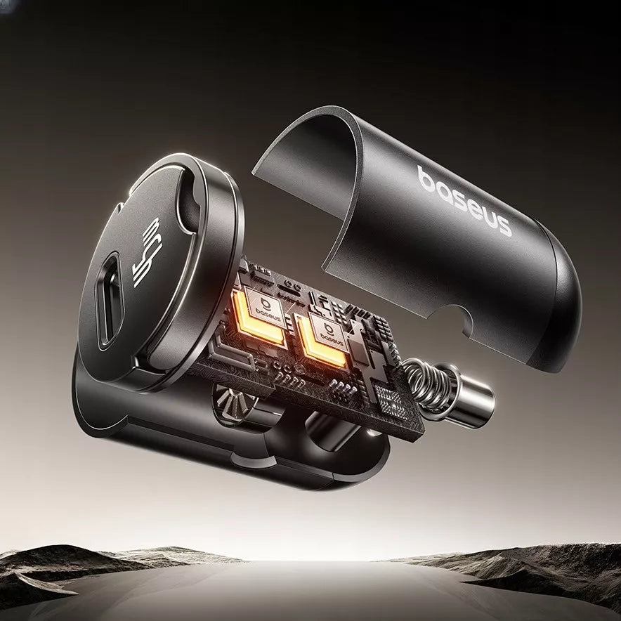 BASEUS automobilinis USB-C įkroviklis 45W PD QC greitasis įkrovimas telefonui