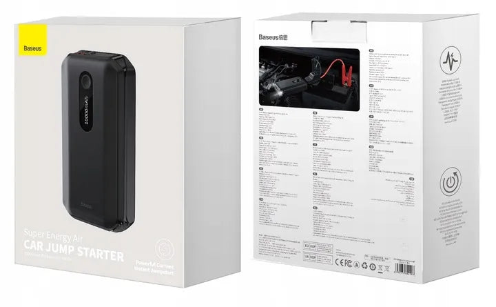 BASEUS automobilinis užvedimo įrenginys „Power Bank“ 10 000 mAh su žibintuvėliu ir gnybtais