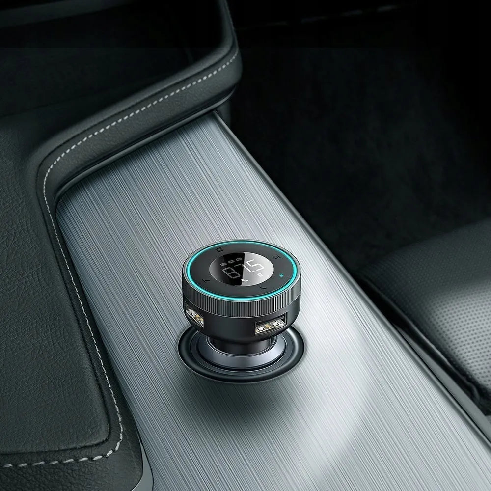 BASEUS Bluetooth FM siųstuvas, USB AUX MP3 automobilinis įkroviklis su LED, 2x USB