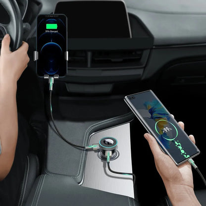 BASEUS Bluetooth FM siųstuvas, USB AUX MP3 automobilinis įkroviklis su LED, 2x USB