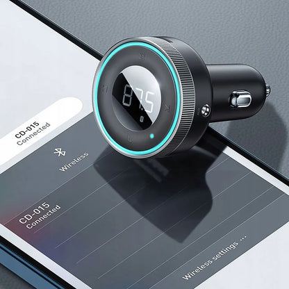 BASEUS Bluetooth FM siųstuvas, USB AUX MP3 automobilinis įkroviklis su LED, 2x USB