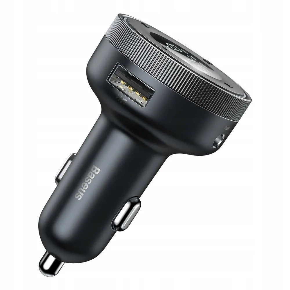 BASEUS Bluetooth FM siųstuvas, USB AUX MP3 automobilinis įkroviklis su LED, 2x USB