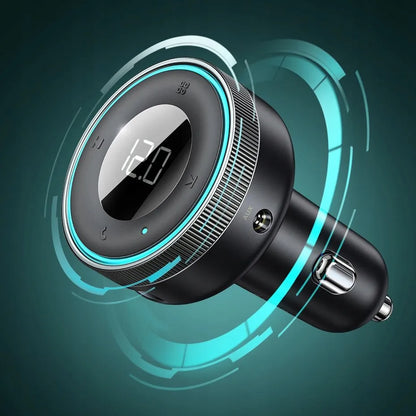 BASEUS Bluetooth FM siųstuvas, USB AUX MP3 automobilinis įkroviklis su LED, 2x USB