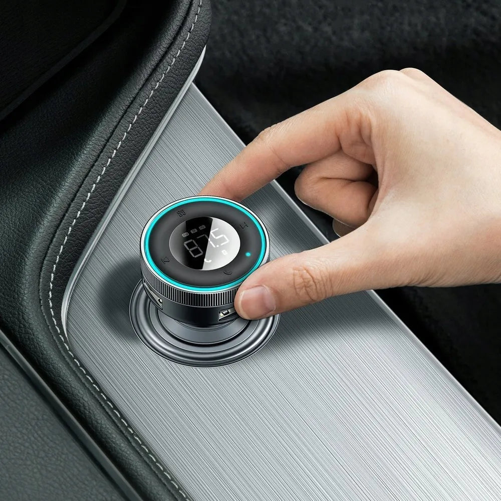 BASEUS Bluetooth FM siųstuvas, USB AUX MP3 automobilinis įkroviklis su LED, 2x USB