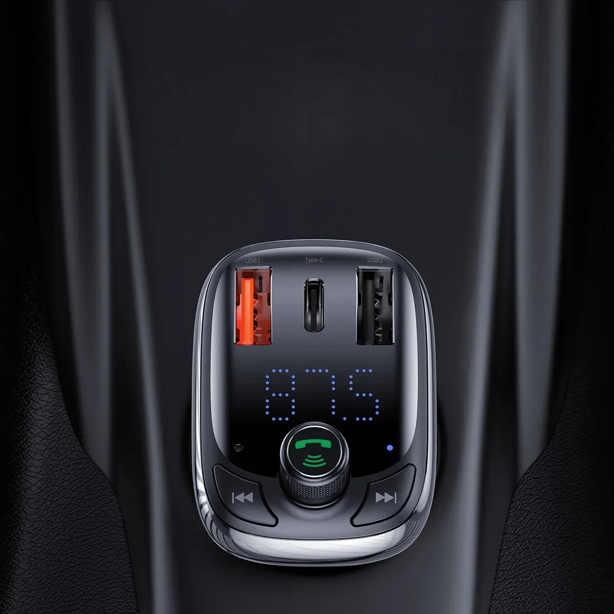 BASEUS FM siųstuvas Bluetooth automobiliui USB įkroviklis QC PD laisvų rankų įranga