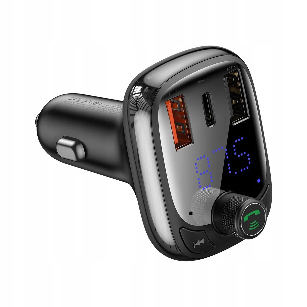 BASEUS FM siųstuvas Bluetooth automobiliui USB įkroviklis QC PD laisvų rankų įranga