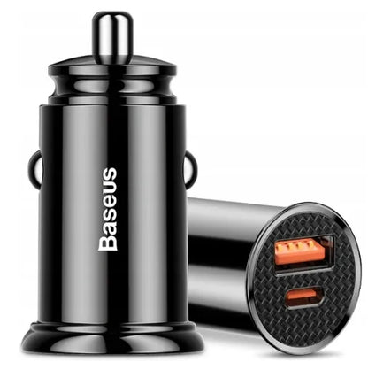 BASEUS galingas greitas automobilinis įkroviklis USB USB-C TYPE-C PD 30W QC 3.0 5A