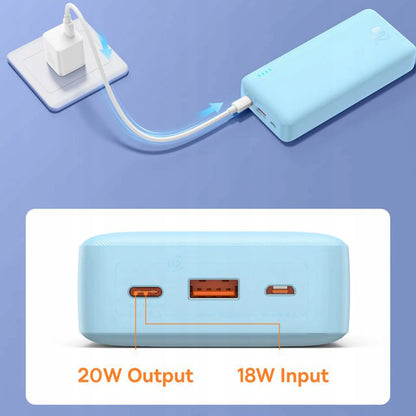 BASEUS Galingas išorinis akumuliatorius 20000 mAh 20W USB USB-C kelioninis + laidas