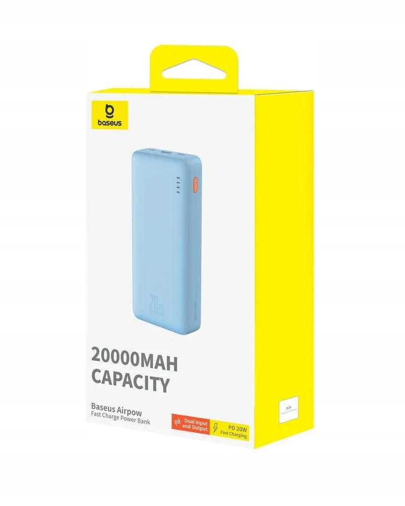 BASEUS Galingas išorinis akumuliatorius 20000 mAh 20W USB USB-C kelioninis + laidas