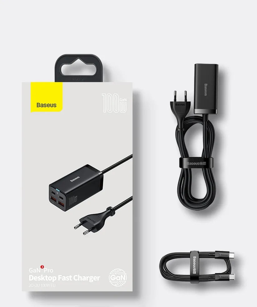 BASEUS GaN3 Pro greitasis tinklo įkroviklis, 2× USB Type-C, 2× USB, 100 W