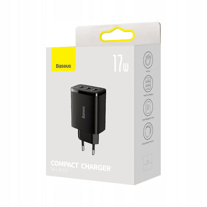 BASEUS greitasis telefono ir planšetės įkroviklis, 3 × USB, 17 W, 3,4 A, maitinimo adapteris, skirtas Qi