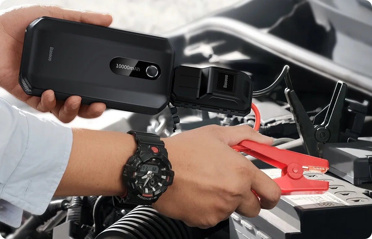 BASEUS išorinė baterija „Jump Starter“ automobilio užvedimui su žibintuvėliu 10000mAh + laidai