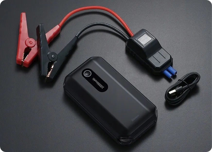 BASEUS išorinė baterija „Jump Starter“ automobilio užvedimui su žibintuvėliu 10000mAh + laidai