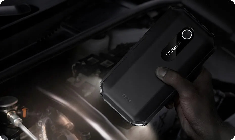 BASEUS išorinė baterija „Jump Starter“ automobilio užvedimui su žibintuvėliu 10000mAh + laidai