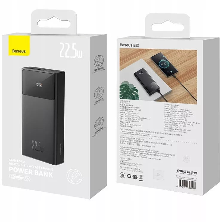 BASEUS išorinė baterija (power bank) 20000mAh 22.5W su greitu įkrovimu