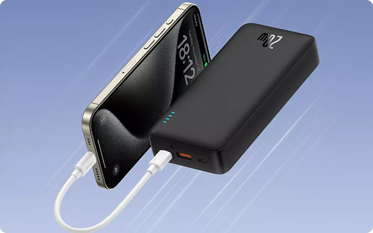 BASEUS išorinė baterija (power bank) su greitu įkrovimu 20000mAh 20W USB-C USB-A su laidu