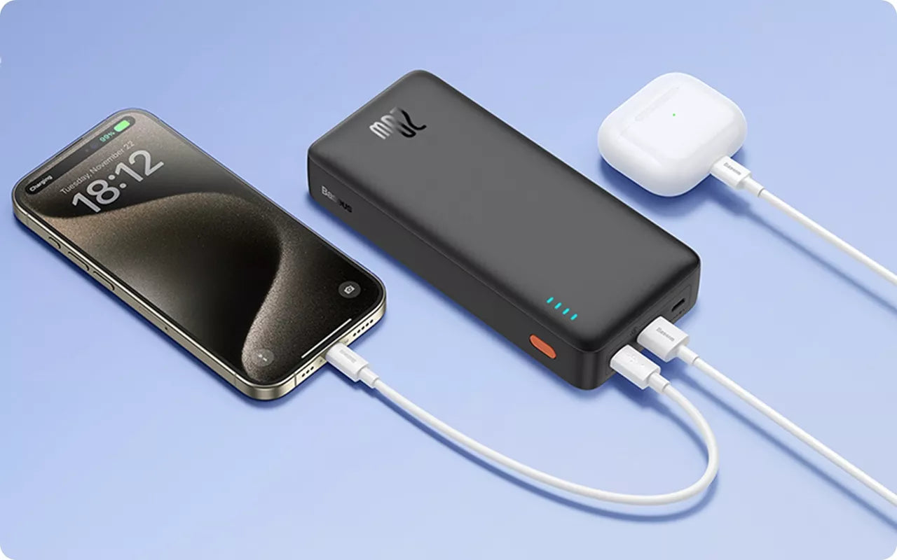 BASEUS išorinė baterija (power bank) su greitu įkrovimu 20000mAh 20W USB-C USB-A su laidu