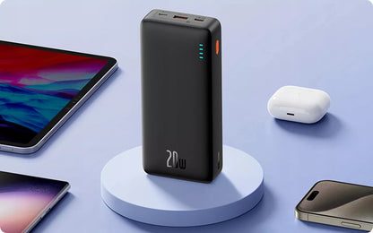BASEUS išorinė baterija (power bank) su greitu įkrovimu 20000mAh 20W USB-C USB-A su laidu
