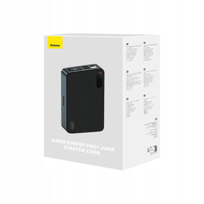 Baseus „Jump Starter“ 3-viename 1200A išorinė baterija 7200mAh LED žibintuvėlis juodas