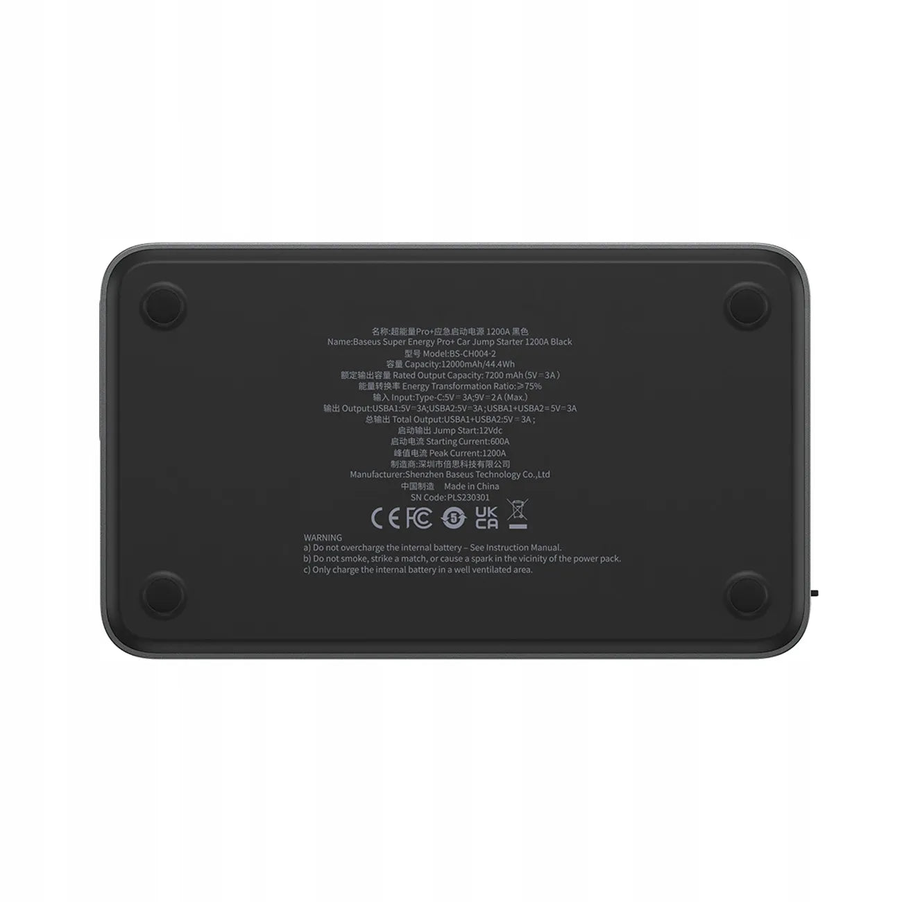 Baseus „Jump Starter“ 3-viename 1200A išorinė baterija 7200mAh LED žibintuvėlis juodas