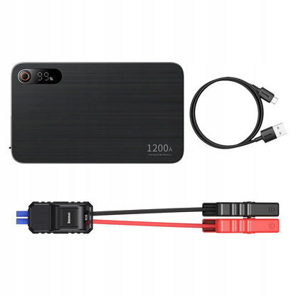 Baseus „Jump Starter“ 3-viename 1200A išorinė baterija 7200mAh LED žibintuvėlis juodas