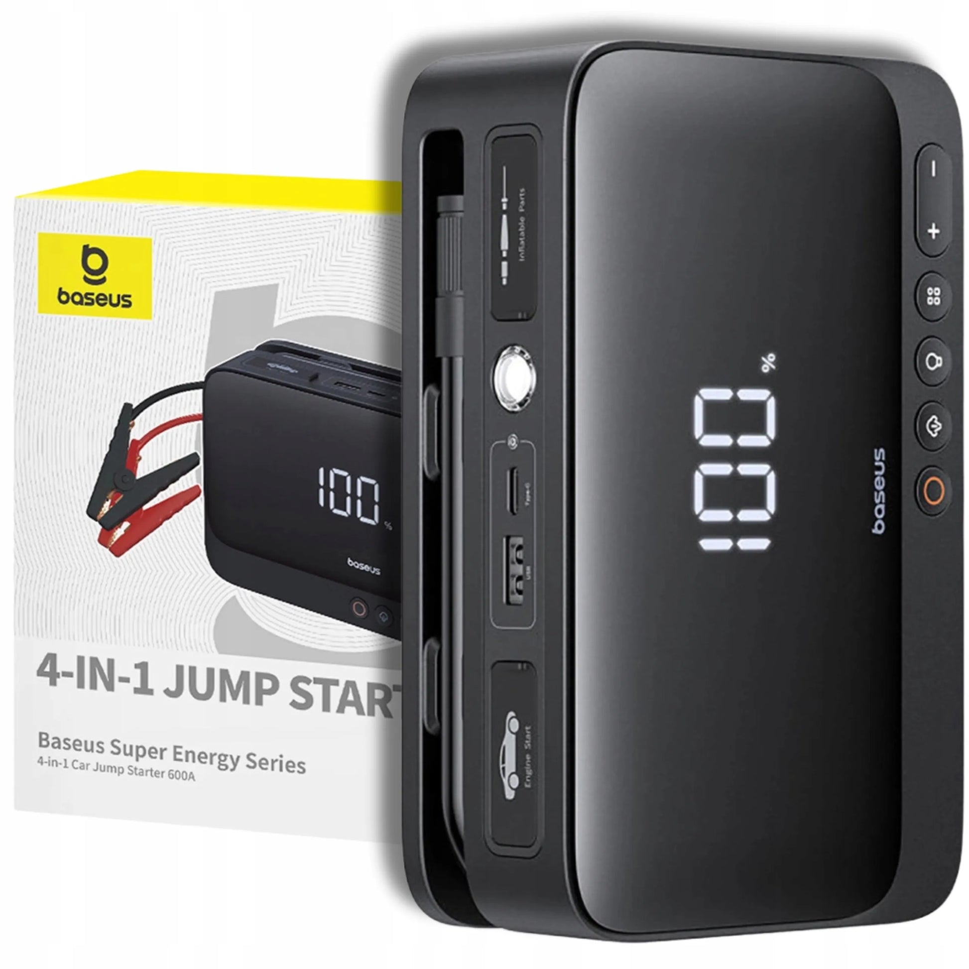 BASEUS JUMP STARTER 600A automobilio užvedimo įrenginys, powerbankas 6000 mAh, kompresorius