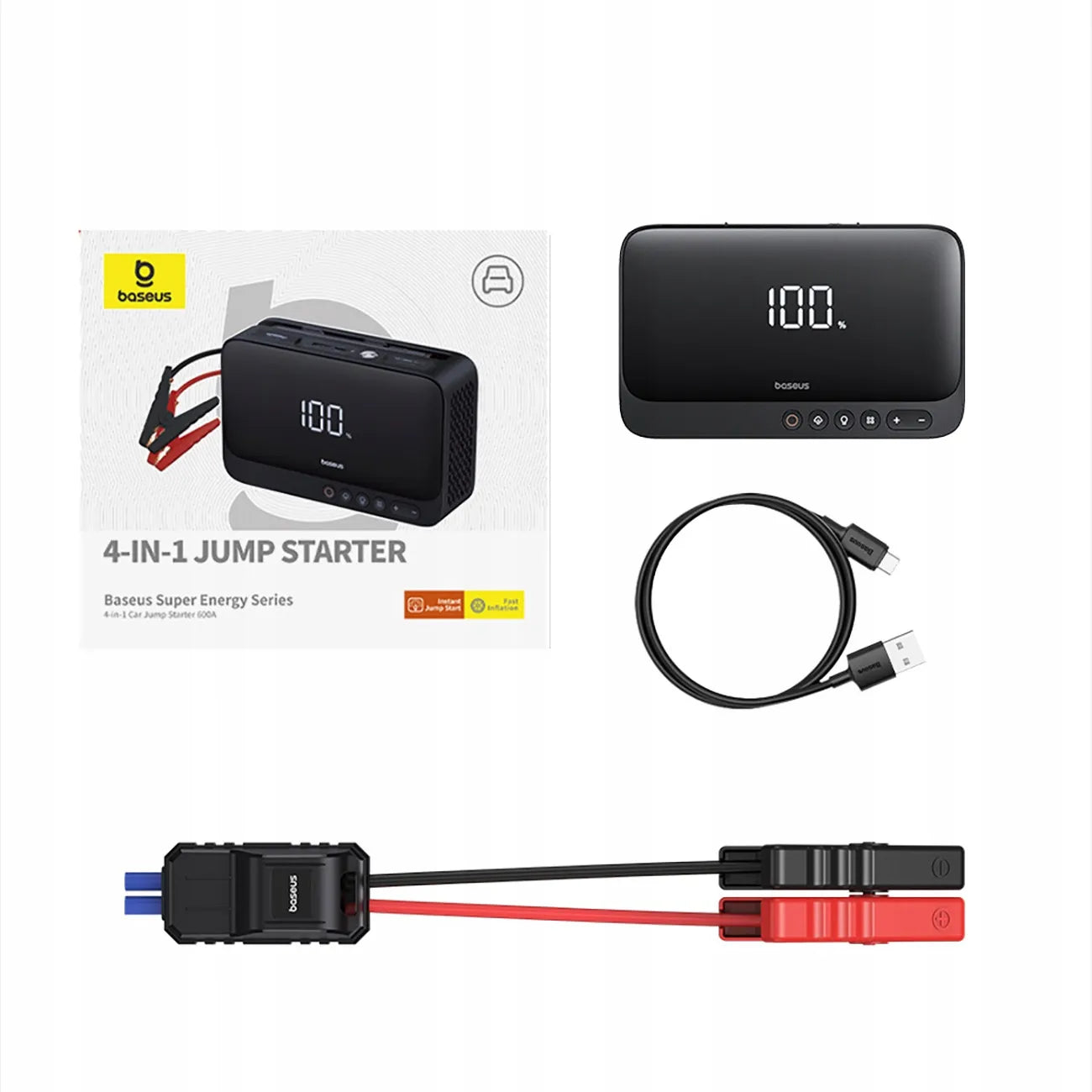BASEUS JUMP STARTER 600A automobilio užvedimo įrenginys, powerbankas 6000 mAh, kompresorius
