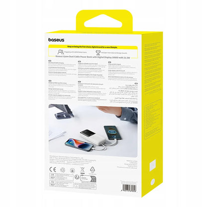 BASEUS Lipow powerbankas 20000 mAh, 22,5 W, USB-C, USB, su integruotais USB-C ir Lightning laidais