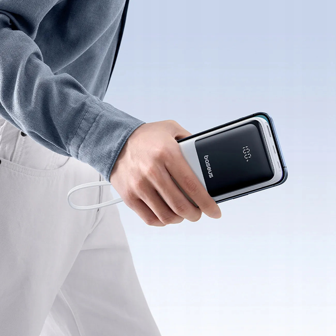 BASEUS Lipow powerbankas 20000 mAh, 22,5 W, USB-C, USB, su integruotais USB-C ir Lightning laidais