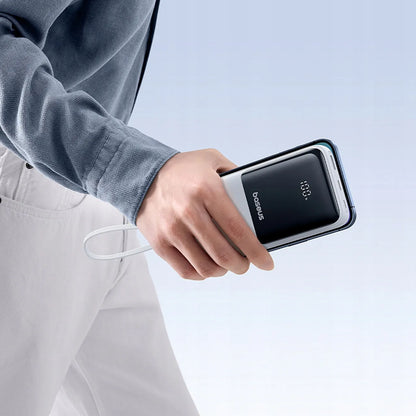 BASEUS Lipow powerbankas 20000 mAh, 22,5 W, USB-C, USB, su integruotais USB-C ir Lightning laidais