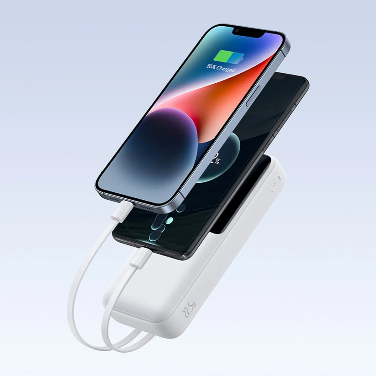 BASEUS Lipow powerbankas 20000 mAh, 22,5 W, USB-C, USB, su integruotais USB-C ir Lightning laidais