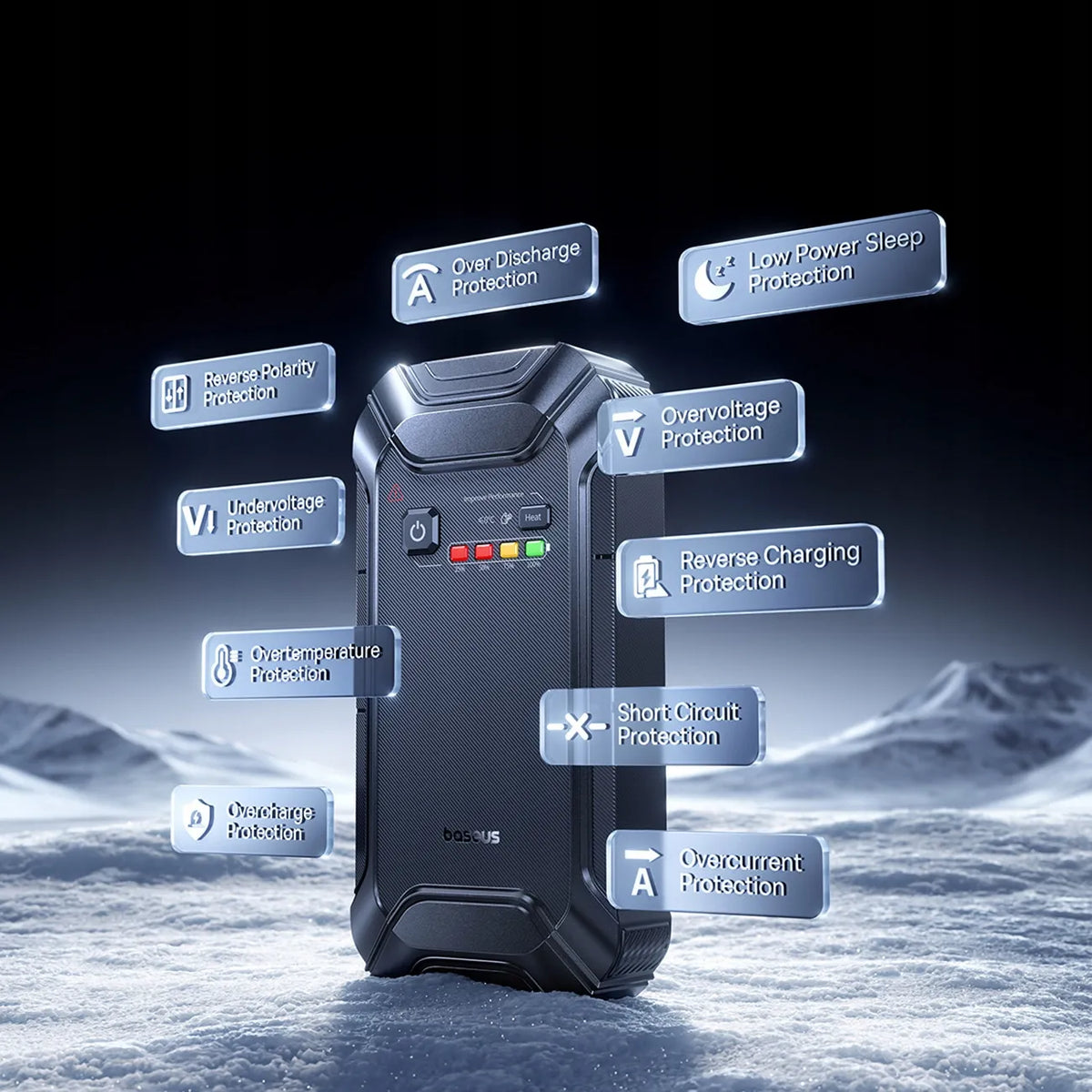 BASEUS PrimeTrip VJ1 12 000 mAh, 5000 A, IP55 paleidimo įrenginys