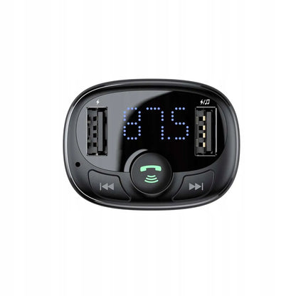 Baseus S-09A FM siųstuvas Bluetooth 2xUSB microSD įkroviklis LCD ekranas