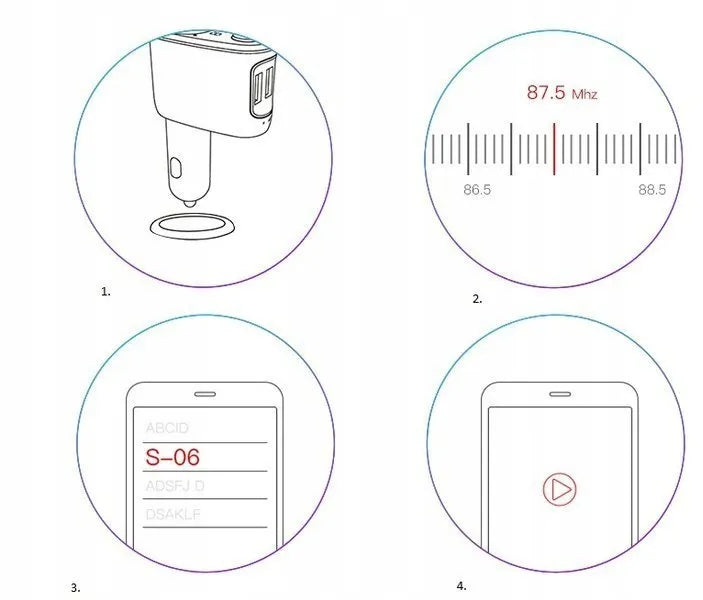 Baseus S-09A FM siųstuvas Bluetooth 2xUSB microSD įkroviklis LCD ekranas