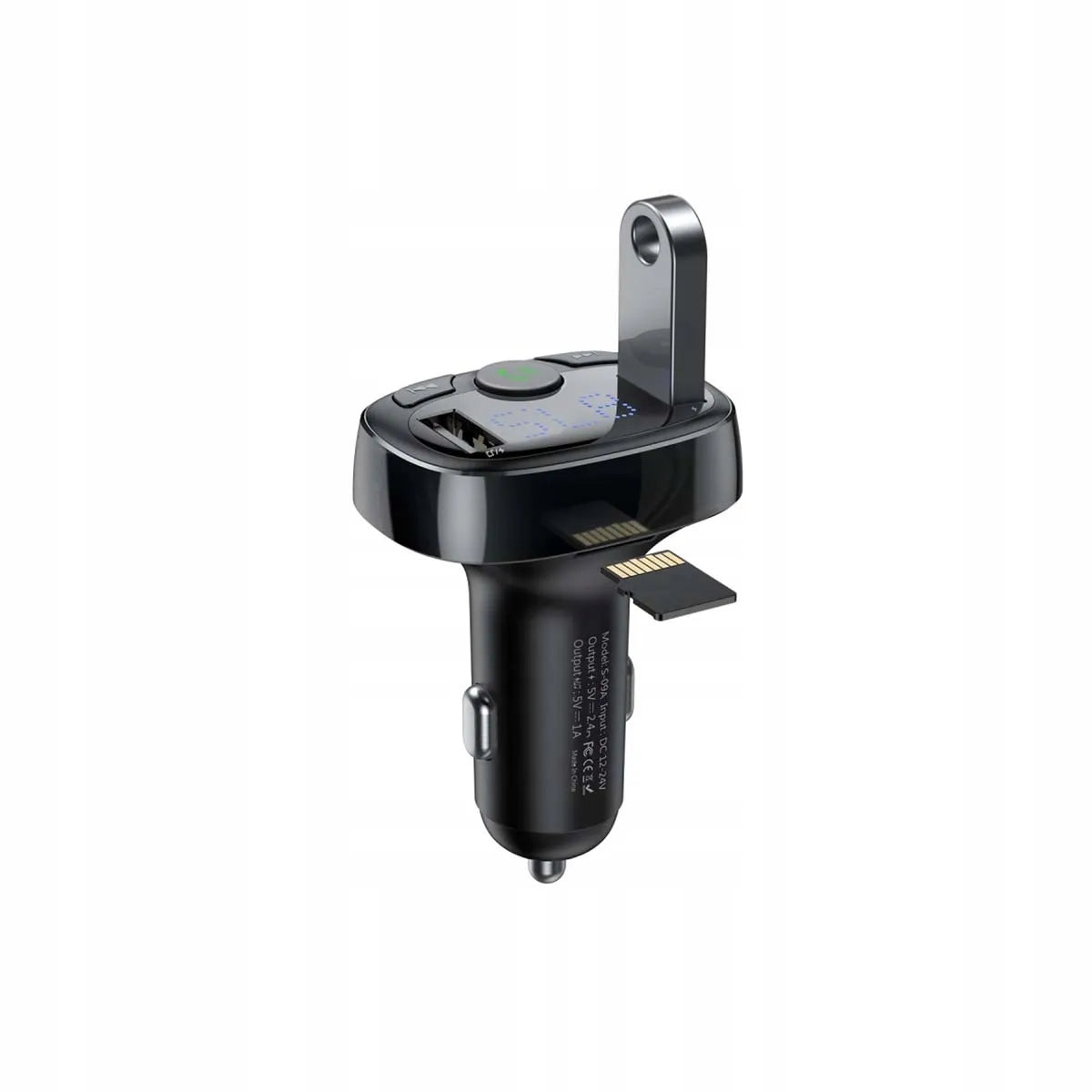 Baseus S-09A FM siųstuvas Bluetooth 2xUSB microSD įkroviklis LCD ekranas