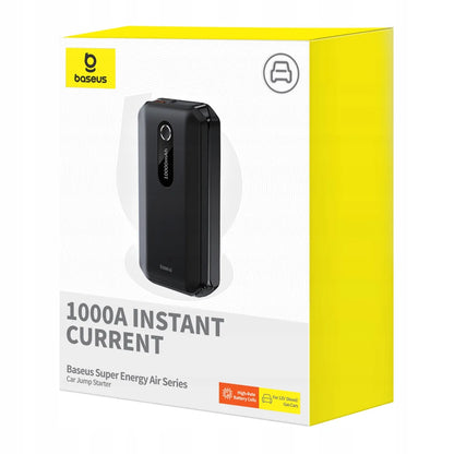 Baseus Super Energy Air automobilinis užvedimo įrenginys 3-in-1 10000mAh 1000A su LED žibintuvėliu ir power banku, juodas