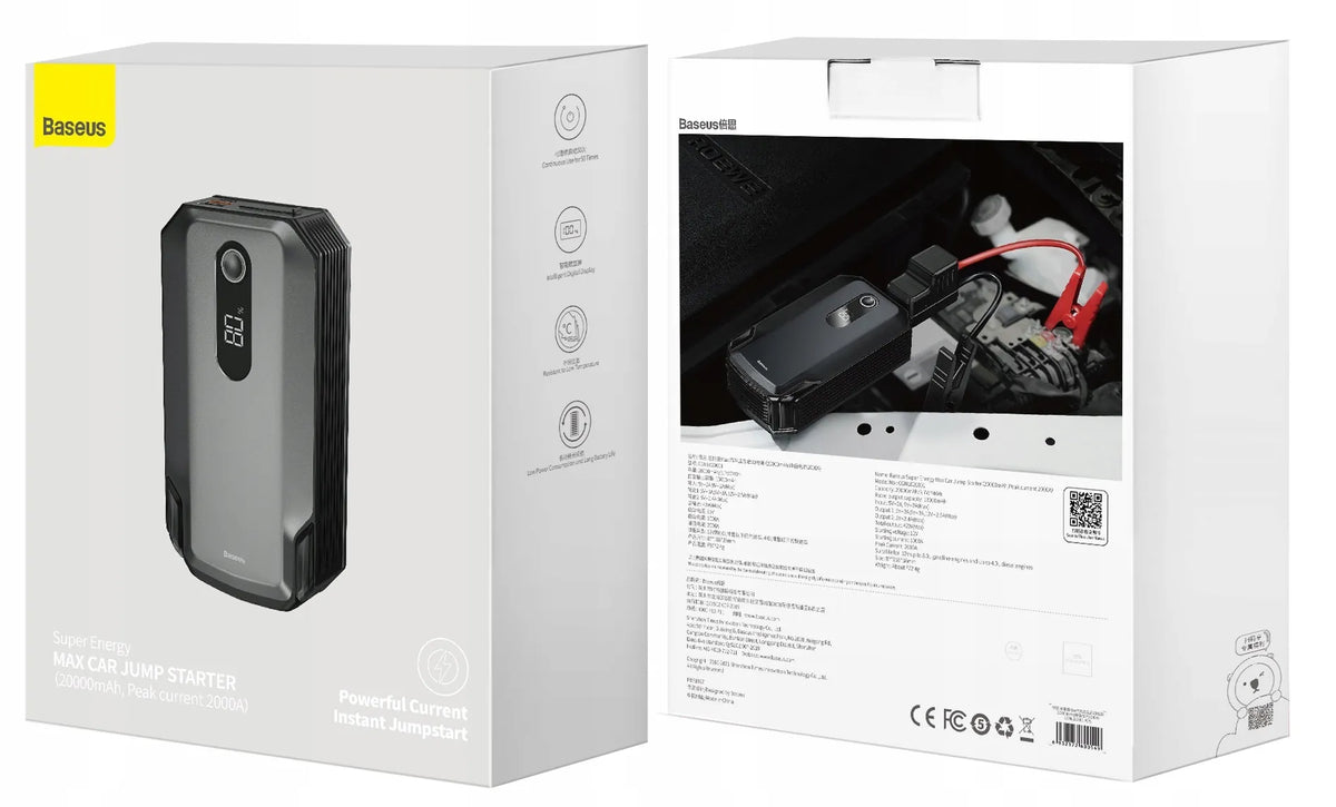 BASEUS Super Energy Max automobilio užvedimo įrenginys ir išorinė baterija, 20 000 mAh, su žibintuvėliu, C0120500