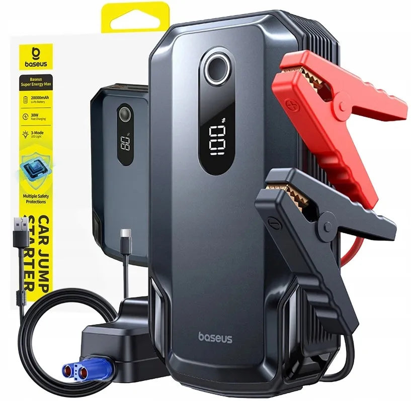 BASEUS Super Energy Max automobilio užvedimo įrenginys ir išorinė baterija, 20 000 mAh, su žibintuvėliu, C0120500