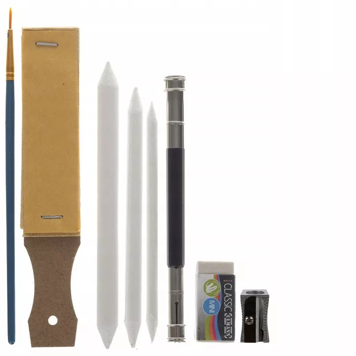 Profesionalus meninis rinkinys 145 vnt. – pieštukai ir kreidelės eskizams