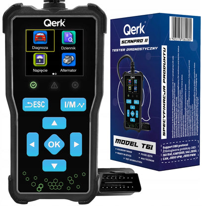 OBD2 skaitytuvas lenkišku meniu QERK T61 diagnostinė sąsaja