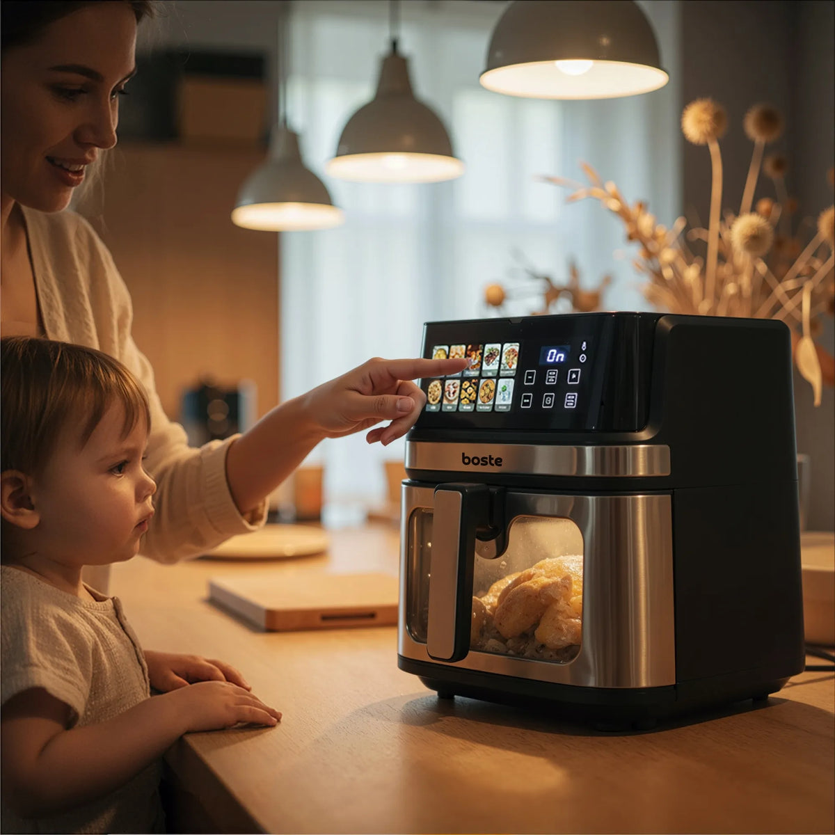 Bealiejė karšto oro gruzdintuvė Boste Airfryer Cookmaster S8, 10 programų, 8 l, 2200 W, 2 kaitinimo elementai