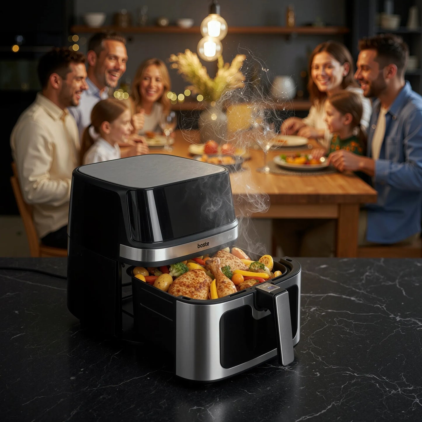 Bealiejė karšto oro gruzdintuvė Boste Airfryer Cookmaster S8, 10 programų, 8 l, 2200 W, 2 kaitinimo elementai