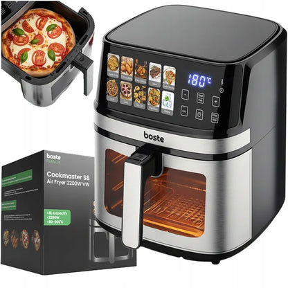 Bealiejė karšto oro gruzdintuvė Boste Airfryer Cookmaster S8, 10 programų, 8 l, 2200 W, 2 kaitinimo elementai