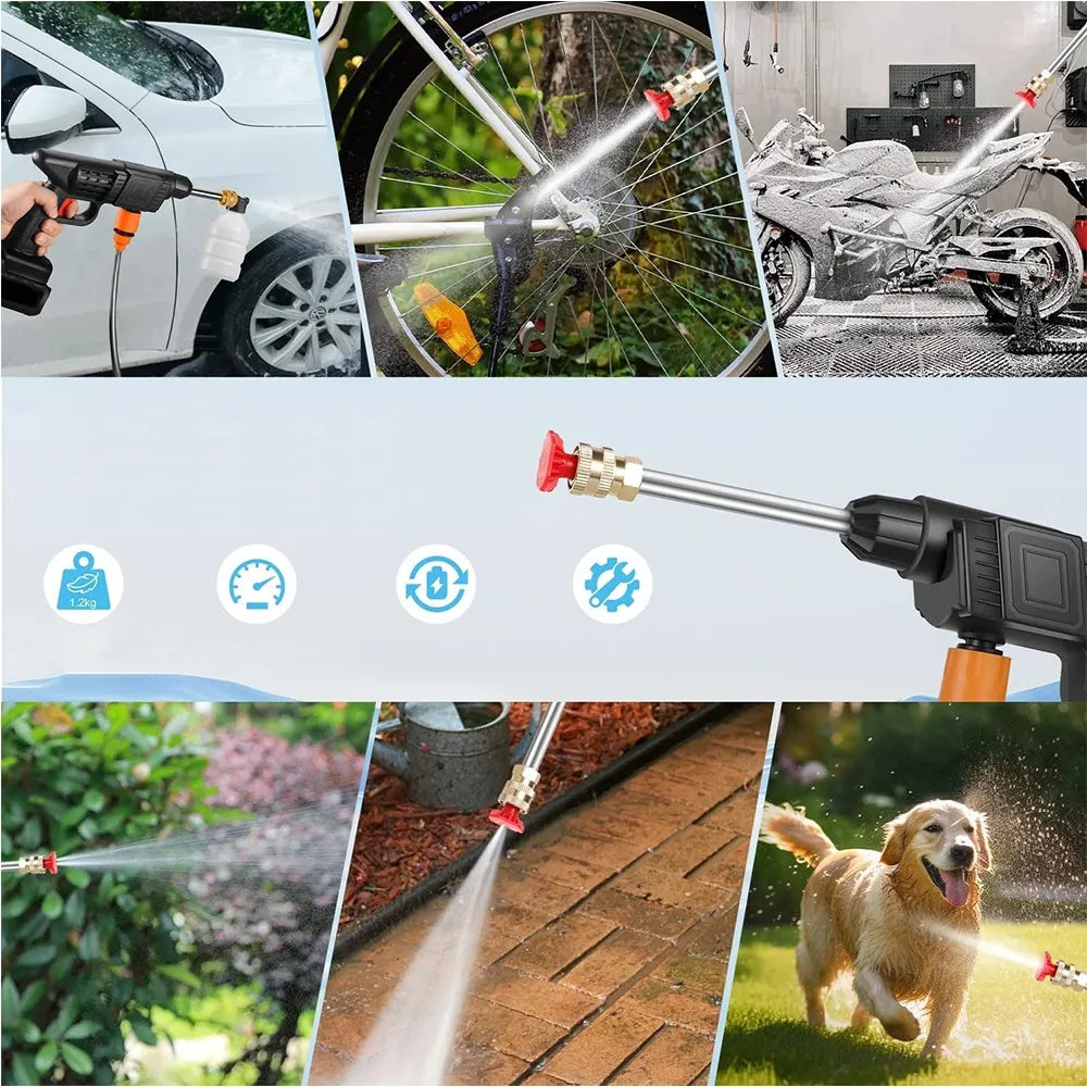BEDEE 21 V belaidė aukšto slėgio plovykla automobiliui su 2 baterijomis, 22 bar